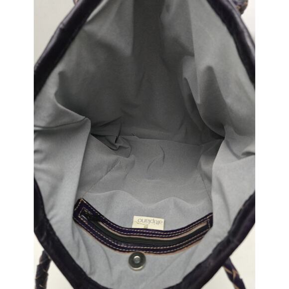 Altiplano Handmade Fair Trade Tote Purse Recycled Blouses and Purple Leather - Picture 12 of 13